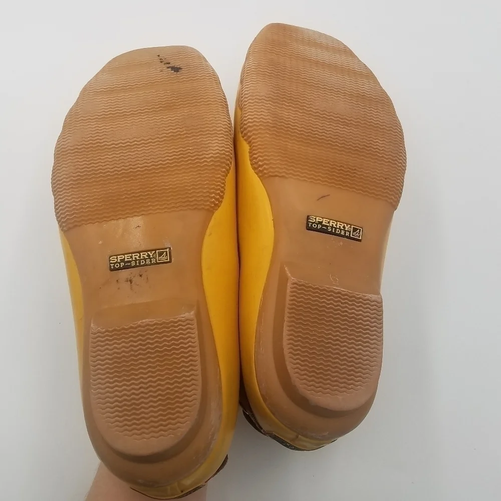 Sperry Lined Yellow Plaid Duck Boots 6 Women